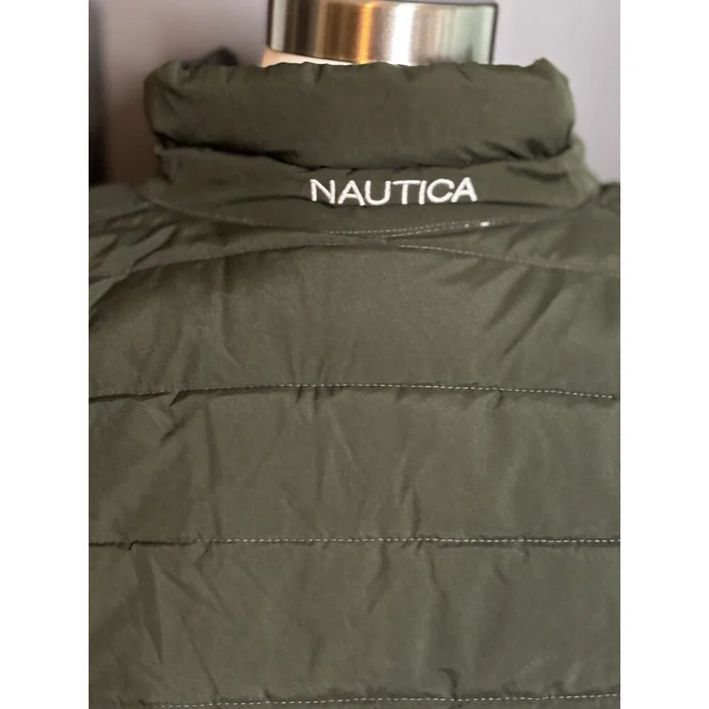 New Nautica Men’s Reversible Quilted Puffer Jacket Hunter Green / Camo Sz Large
